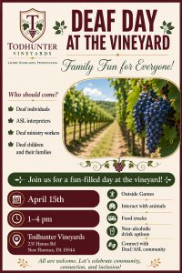 poster advertising Deaf Day at the Vineyard